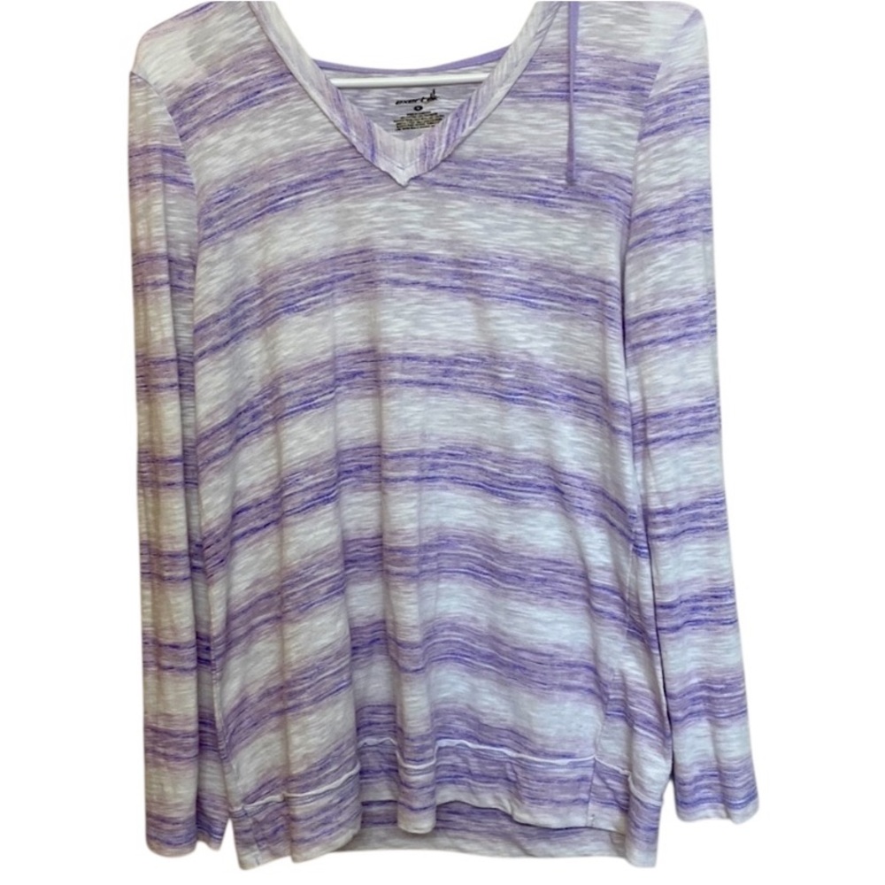 Exertek Striped Hooded T-Shirt Medium Purple White